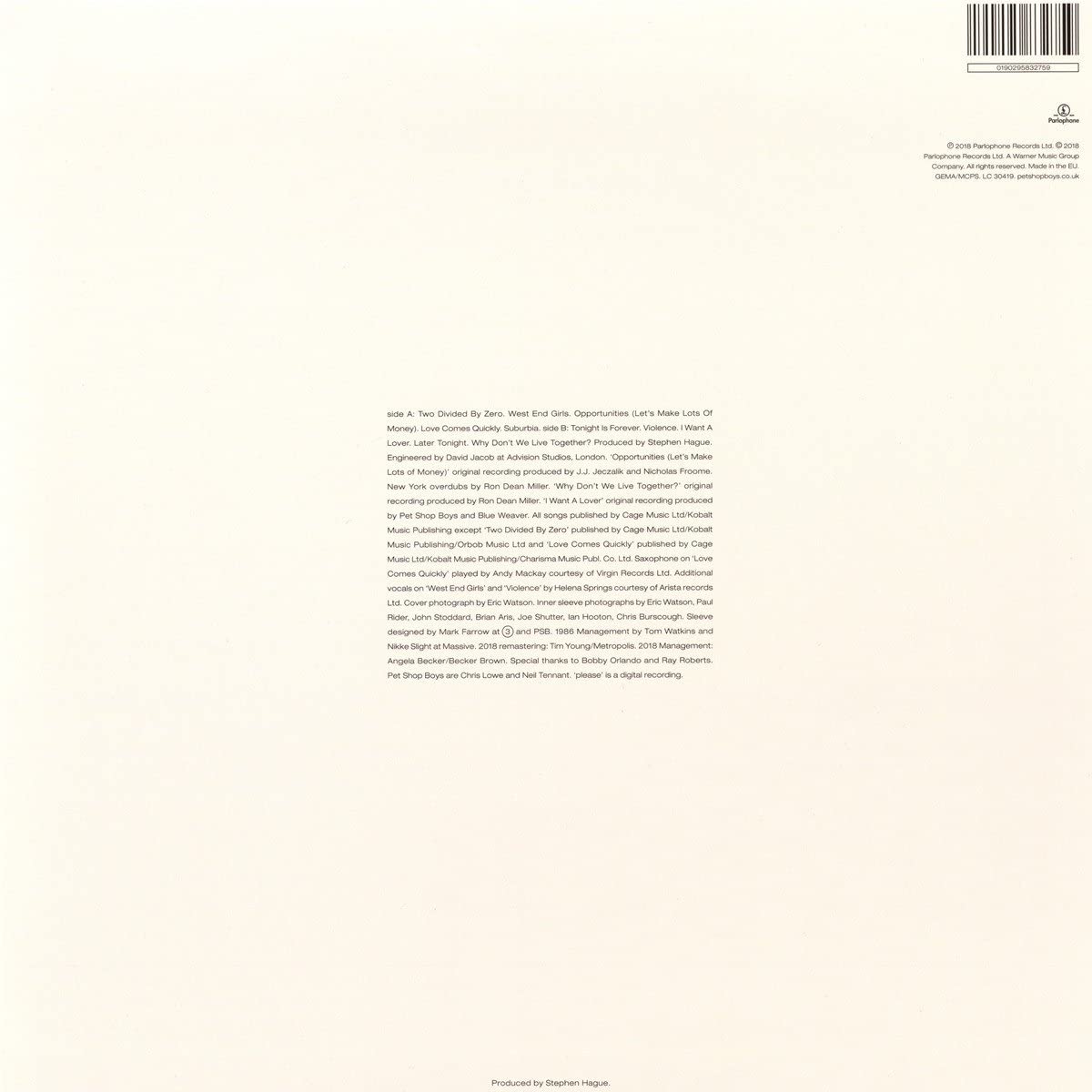 Pet Shop Boys - Please (LP)